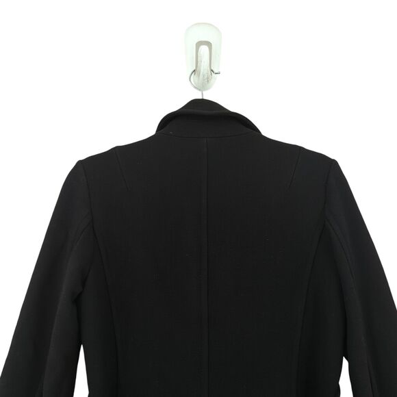 J Crew Women 4 Double Breasted Trench Coat Black Wool Blend Nylon Collar FLAW - Picture 9 of 9